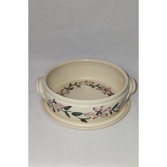 Vintage Handmade Floral Pottery Bowl Ceramic Casserole dish - Picture 5 of 6